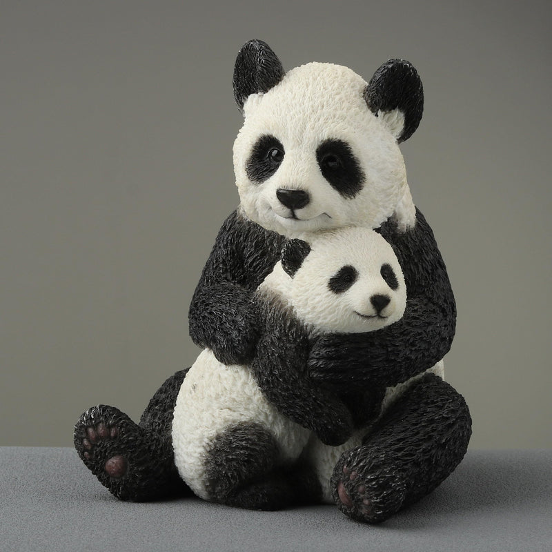 Veronese Design 4 1/2 Inch Mother Panda Hugging Cub Resin Animal Sculpture Hand Painted Collectible Figurine