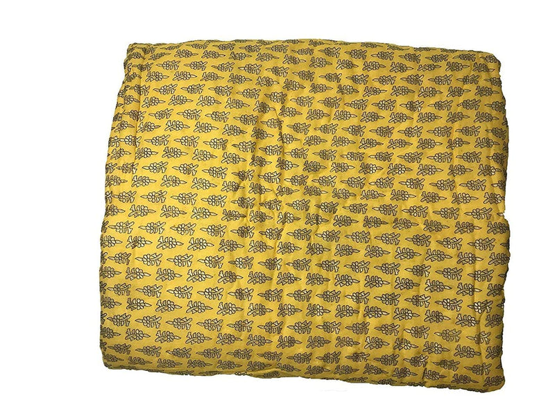 HANUMANT Jaipuri Razai | Organic | Pure Cotton| Sanganeri Print Ac Quilt for All Season Soft, Light Weight Rajasthani Cotton Quilt Single Bed (Yellow Beauty, Double Bed)