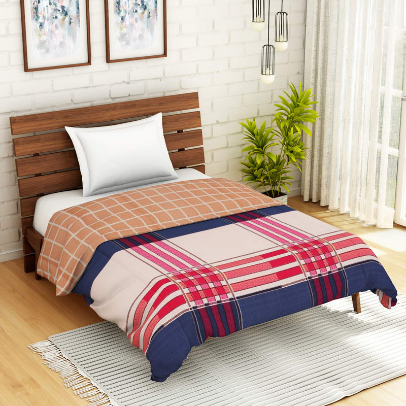 Welhome Unwinders Brown & Red Geometric 1 Single Quilt