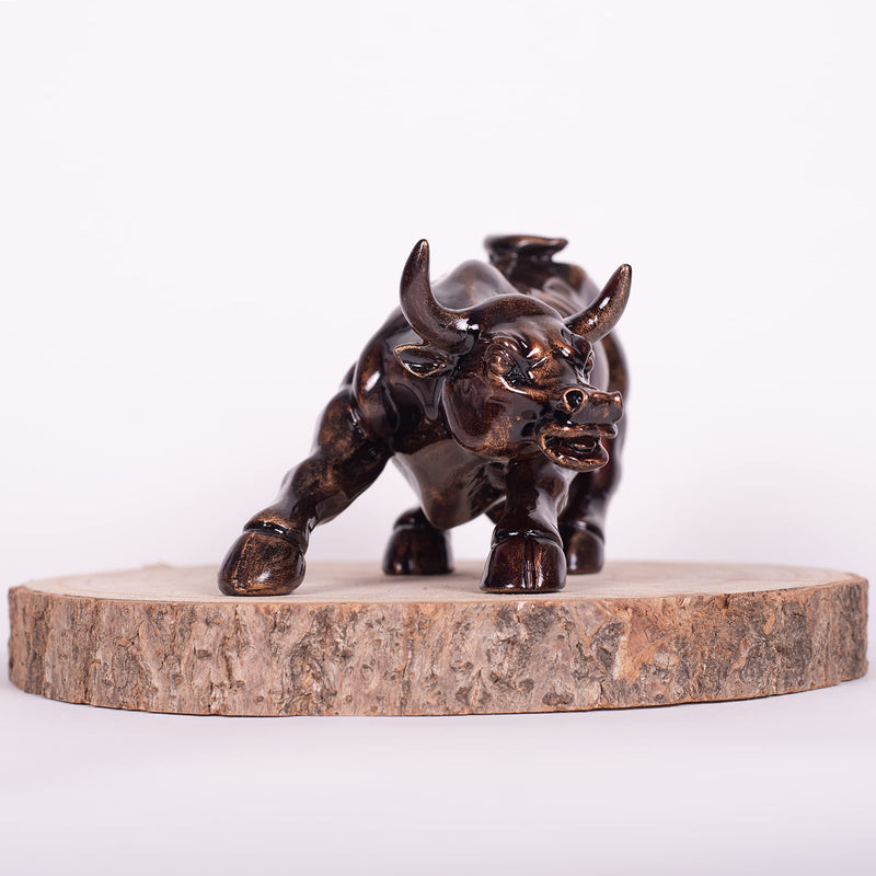 Aapki Marzi Wall Street Bull Replica - Resin Showpiece for Home Decor, 9 Inches, 0.8 Kg (Rustic Copper)