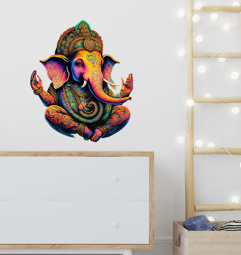 CreativeEdge PVC Vinyl Wall Sticker 3D Lord Ganesha Sitting Multicolor (61 cm x 51 cm)