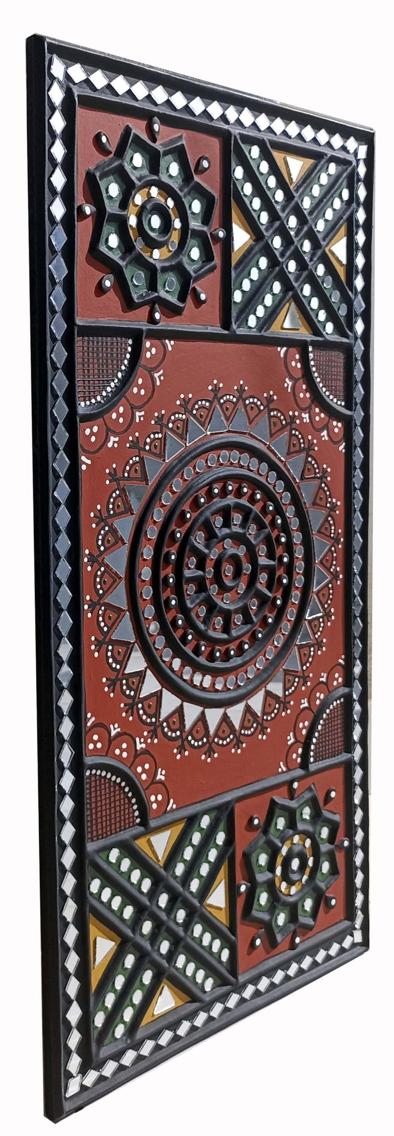 SHAKTI KUTCHI MUD & MIRROR CRAFTS Clay Wall Frame (31 cm x 61 cm x 2 cm, SKMMCWF 12X24 010)