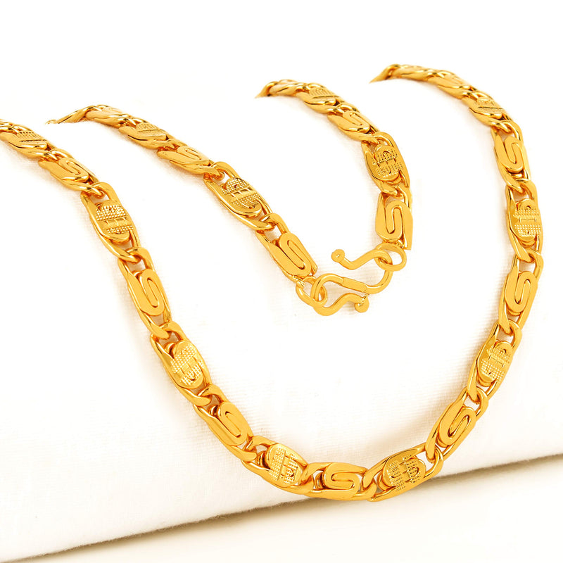 Fashion Frill Micro Gold Plated Brass Non-Precious Metal Neck Chain Necklace For Men Women Boys Girls