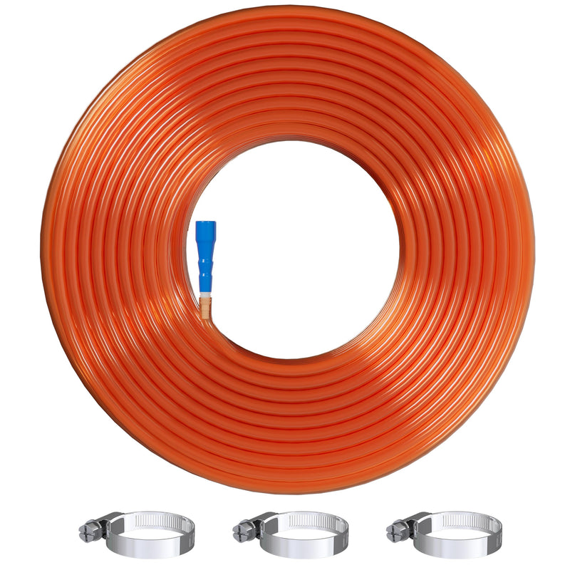 OUTO 20Mtr 0.75 Inch Non-Braided Water Pipe with Hose Connector/Jointer/Nozzle & Clamps Lightweight Flexible Gardening Cleaning Outdoor-Indoor Use (65 feet, Orange)