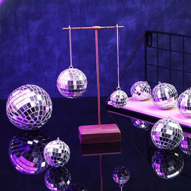 The Decor Affair Enchanting Reflections: 15-Piece Hanging Mirror Set - Mix of 1.5", 2", and 3.2" Disco Ball Mirrors