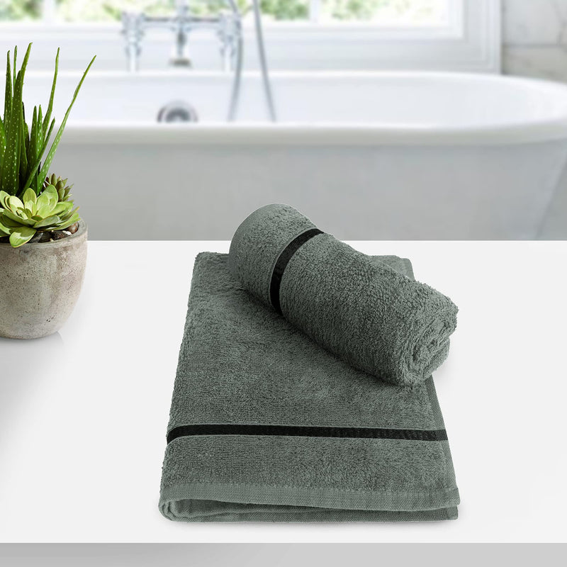 Story@Home Cotton 450 GSM Ultra Soft, Super Absorbent, Antibacterial, Gym, Workout, Yoga Hand Towel (Carcoal Grey, Set of 2)