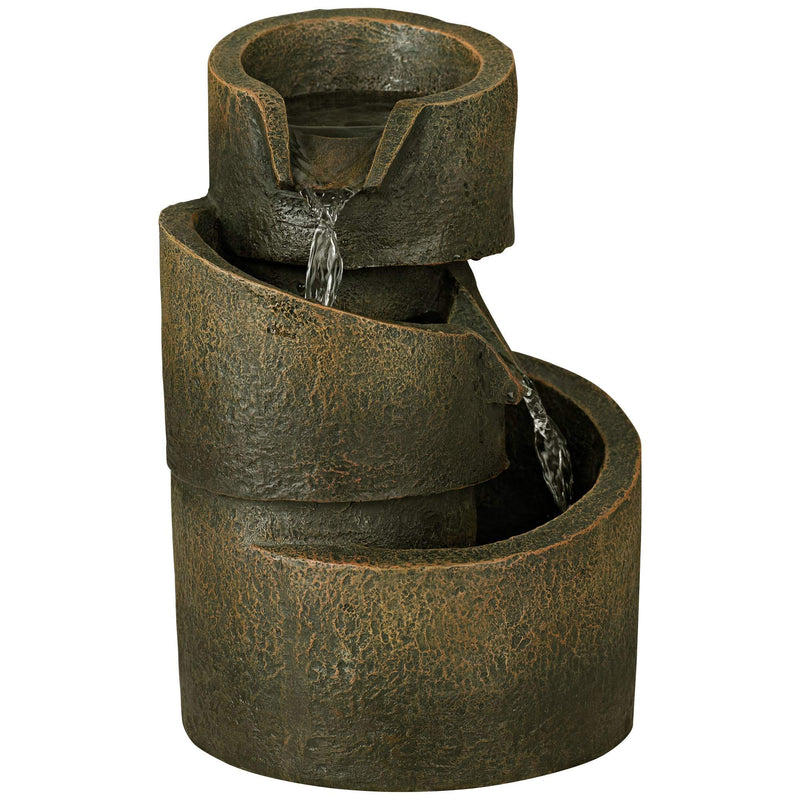 3-Tier Bronze Stone Contemporary Tabletop Fountain by John Timberland