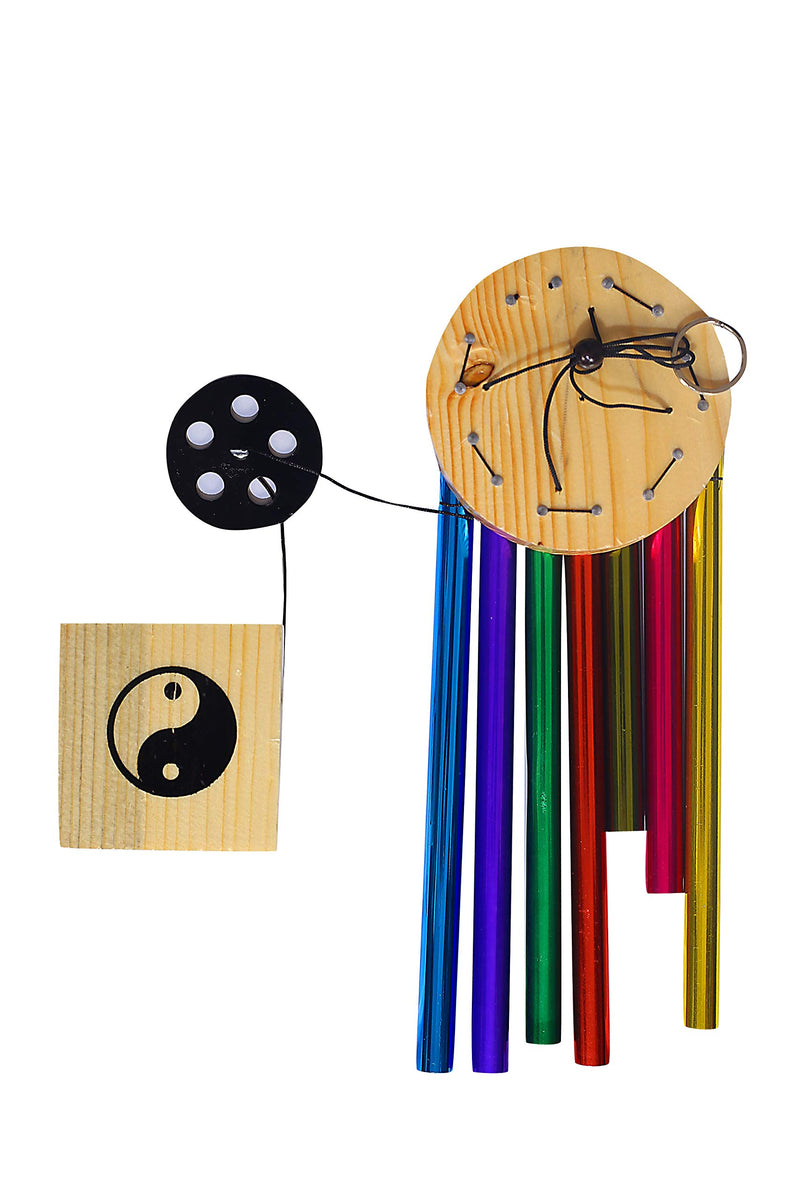 TIMESETL Wood Metal 7 Pipe Wind Chime 30 inch (Multicolor)