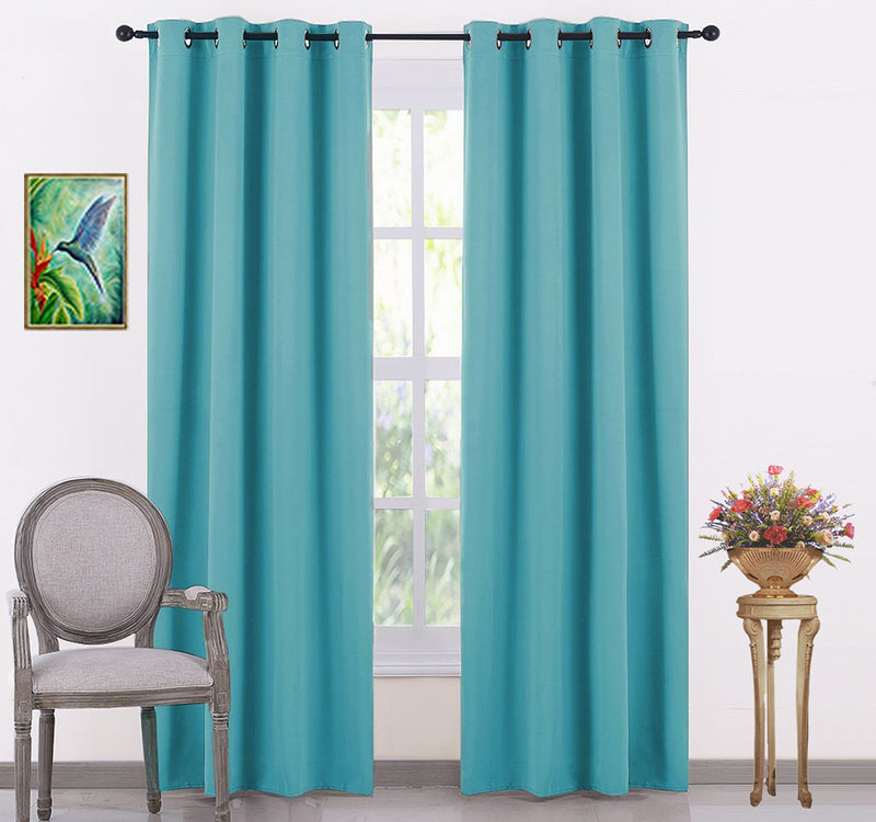 JUPON Silk Blackout Curtain Pack Of 1 Piece With 3 Layers Weaving Technology & Solid Grommet Curtains Pattern/Thermal Insulated Draperies Energy Saving (W 44" X 96" L) Turquoise