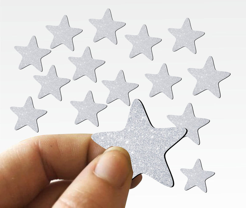 Sticker Hub Star Silver Glitter Wooden Cut Out Sticker for Home Decoration