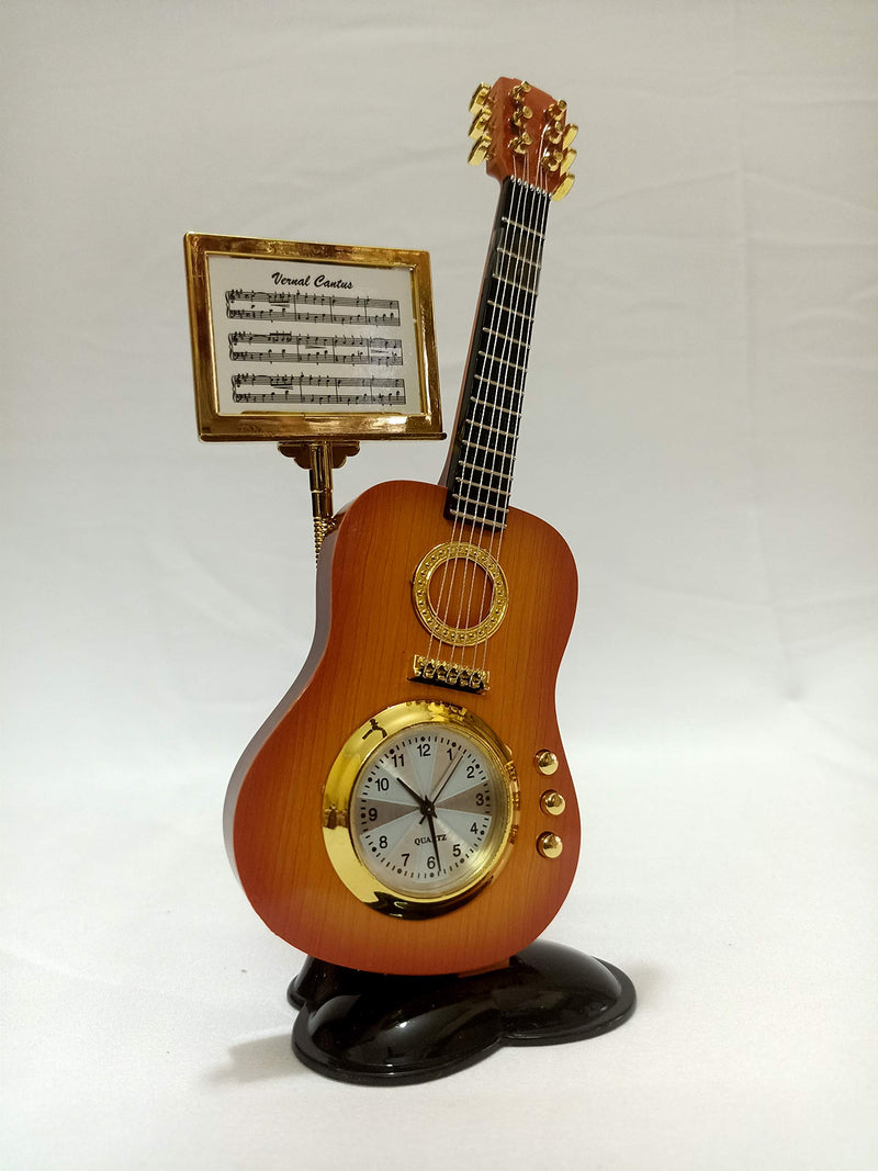 Sri Sainath Enterprises Violin Design Table Clock/Yellow Colour Table Clock/Size:- 7.5 in Height, 2.5 in Width.