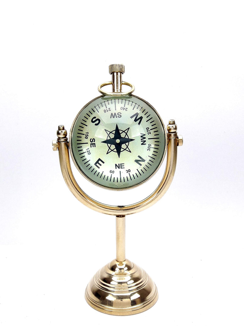 KV Collection Beautiful Antique Style Brass Table Clock with Beautiful Trophy Style Stand. Exclusive Gifting idea