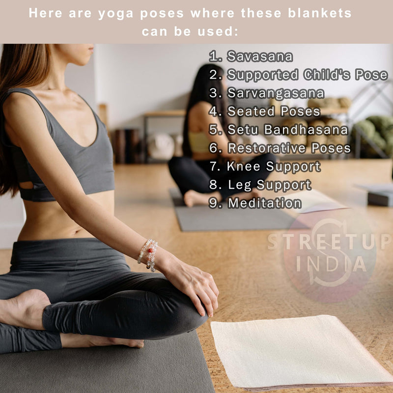 Streetup India® Cotton Iyengar Yoga Blanket White - Eco Friendly