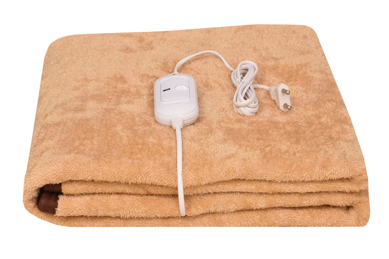 ARCOVA HOME Polyester Made In India Premium Single Electric Bed Warmer (76 X 152 Cm, Cream), 200 TC