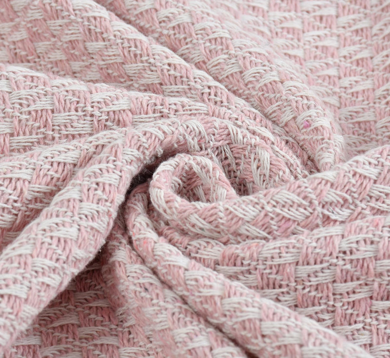 Furnofy 100% Cotton Sofa Throw | Handmade Throw - 50x60 Inches (Pink)