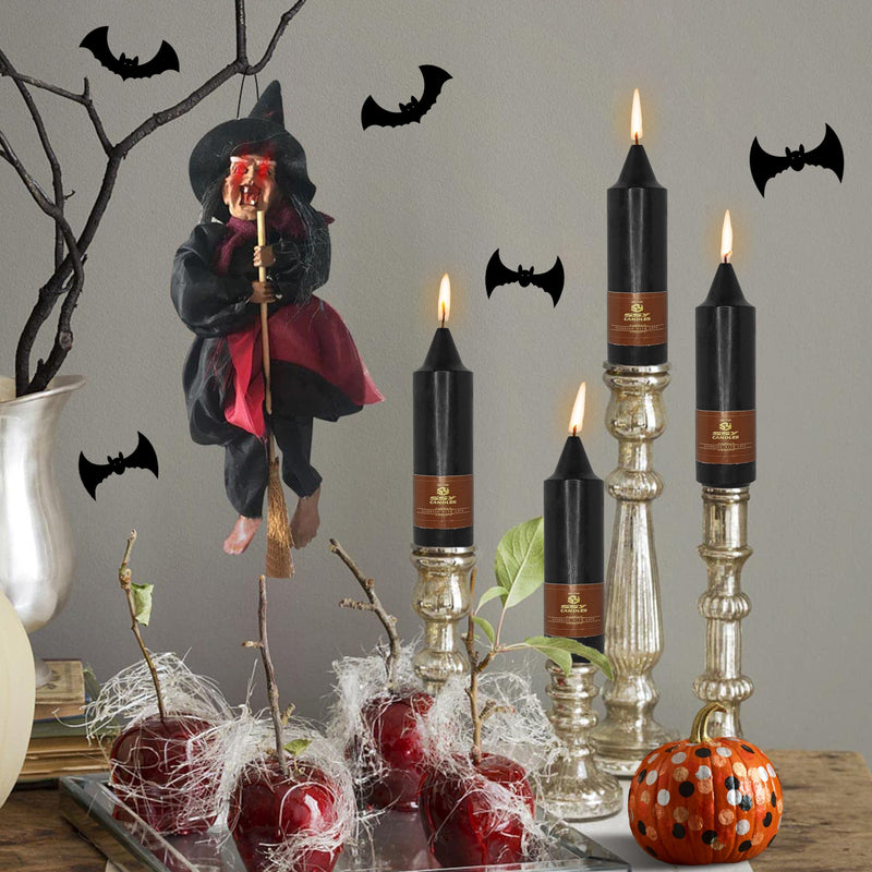 Unscented Halloween Taper Candles Sticks 4 PCS Black Taper Candlesticks 5 inch Cute Taper Candles Stick Candles for Halloween Party Home Décor