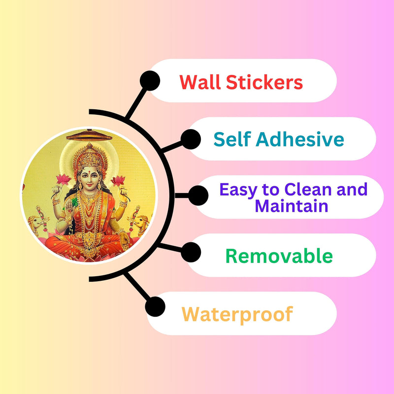 BORNSTELLA of Laxmi Ganesh Saraswati Sticker (30 x 21 CM) Self Adhesive Sticker (Pack of 1) Golden