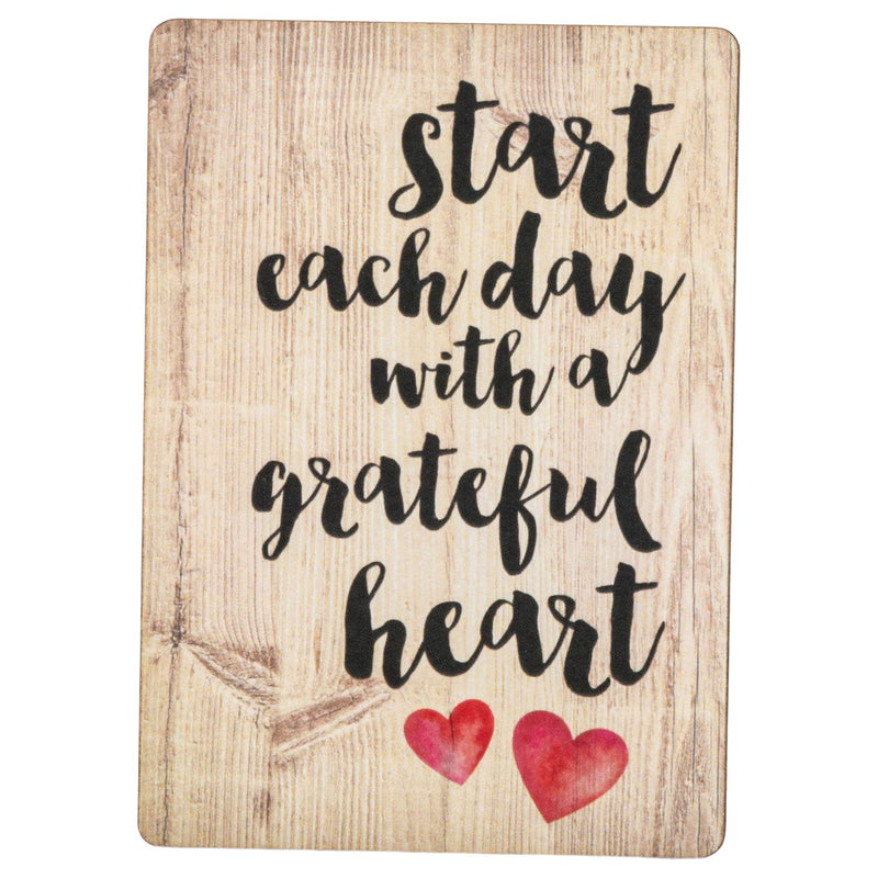 Start Each Day Script Red Heart Distressed Wood Look 3 x 4 Inch Wood Lithograph Magnet