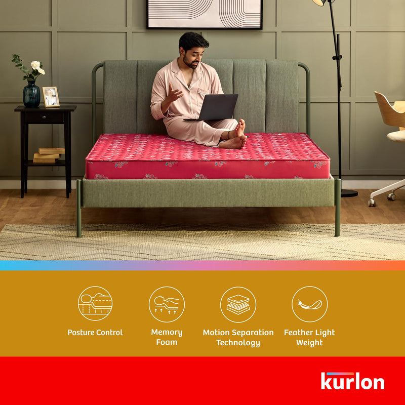 Kurl-On Mattress | Teensy | Orthopedic 4-Inch Single Size Bed Mattress (72x36x4 Inches, Medium Firm Support), Bonded Foam, Orthopedic Mattress.