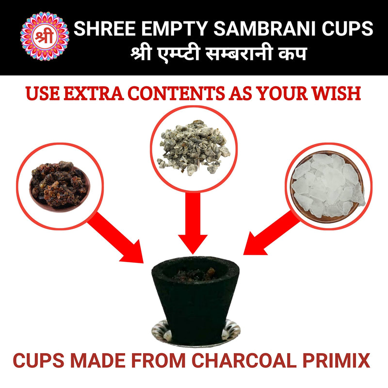 Byre Black Charcoal Sambrani Dhuni Cups (Empty Cups) (100)