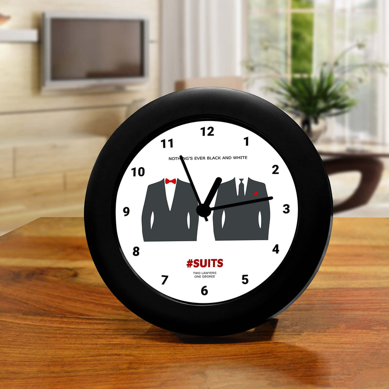 MCSID RAZZ- - Suits TV Series - Black and White Table Clocks |Desk Clock | Table Clock for Home Decor |Table Clock for Office,Birthday Gift (India) Best Valentine's Day Gift