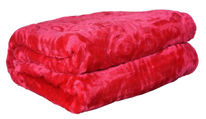 goyal's Ultra Silky Soft Heavy Duty Quality Indian Mink Blanket Single Bed 500TC - Set of 4 (Red, Purple, Pink & Marron)