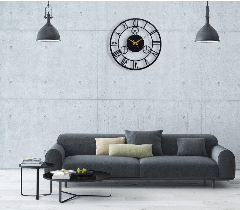 AUROMIN ; THE ART OF INGENUITY - Metal Analog Wall Clock For Living Room, Bedroom, Office, Kitchen, Home And Hall, Stylish Unique Big Size Modern Wall Watch For Home Decor(40 Cm, Matte Black)