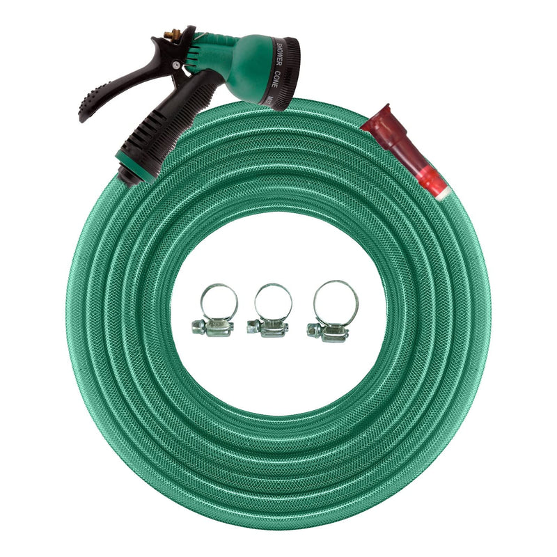 CINAGRO™ - Heavy Duty 3 Layered Braided Water Hose Pipe (Size : 1/2 inch - Lenght : 10 Meters) with 8 Mode Sprayer Nozzle, Garden, Car Wash, Floor Clean, Pet Bath, Easy to Connect