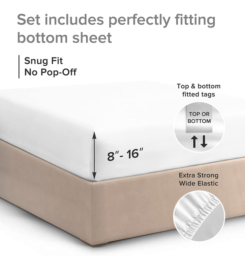 King Cotton Fitted Sheet - 400 Thread Count Cotton - Cotton Sheets King Size - Single Fitted Deep Pocket Sheet - Crisp Cotton - Fits Mattress Perfectly - One Fitted Sheet Only (King, White)