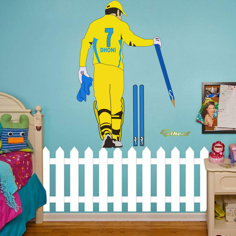 Sticker Hub DHONI Cricket Wall Sticker for Living Room/Bedroom/Office and All Decorative Stickers 91cm x 60cm AS379