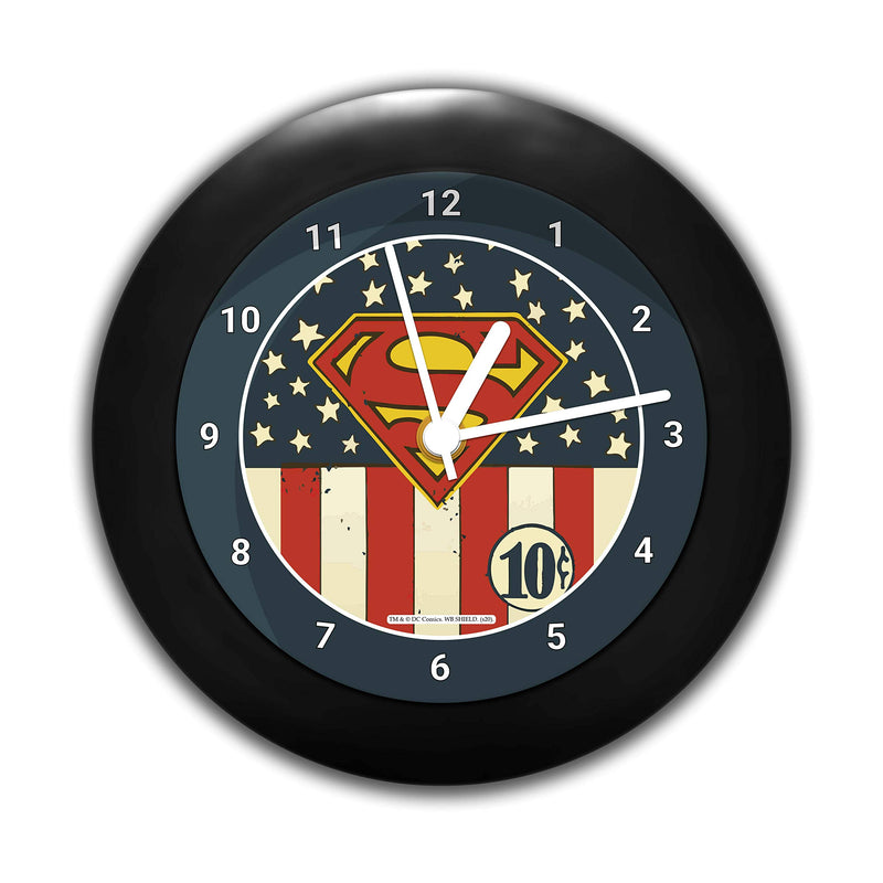 MCSID RAZZ- DC Comics -Superman Logo Flag Table Clock Gift - Birthday Gift Official Licensed by Warner Bros,USA (India) Best Valentine's Day Gift