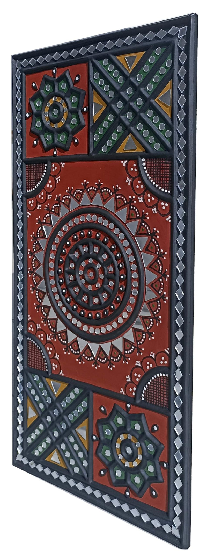 SHAKTI KUTCHI MUD & MIRROR CRAFTS Clay Wall Frame (31 cm x 61 cm x 2 cm, SKMMCWF 12X24 010)