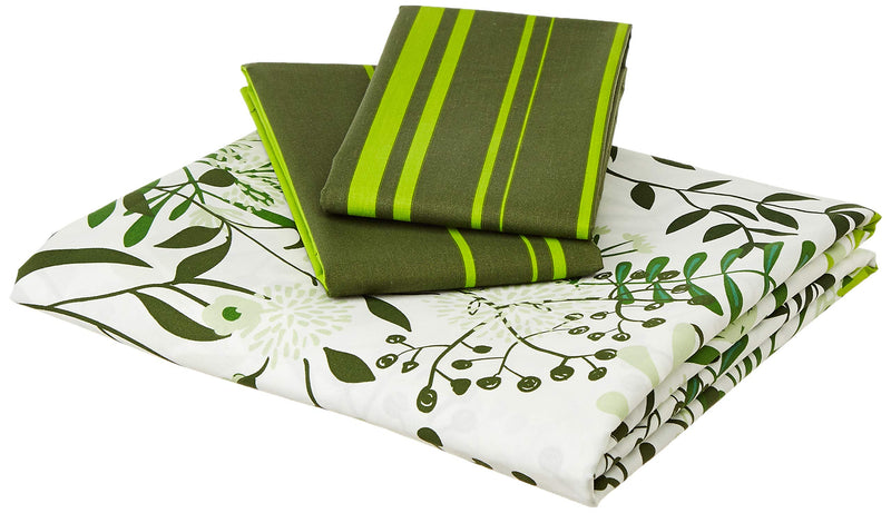 Amazon Brand - Solimo Fresh Ferns 144 TC 100% Cotton Double Bedsheet with 2 Pillow Covers, Green