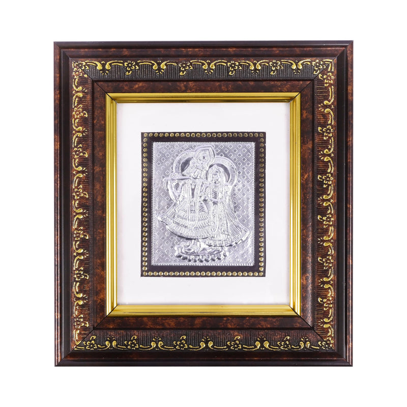 OM CHIRAG CREATION Pure Silver Radha Krishna Photo Frame For Pooja Room, Corporate & Wedding Gift - 97%-99% Pure BIS Hallmarked - Big