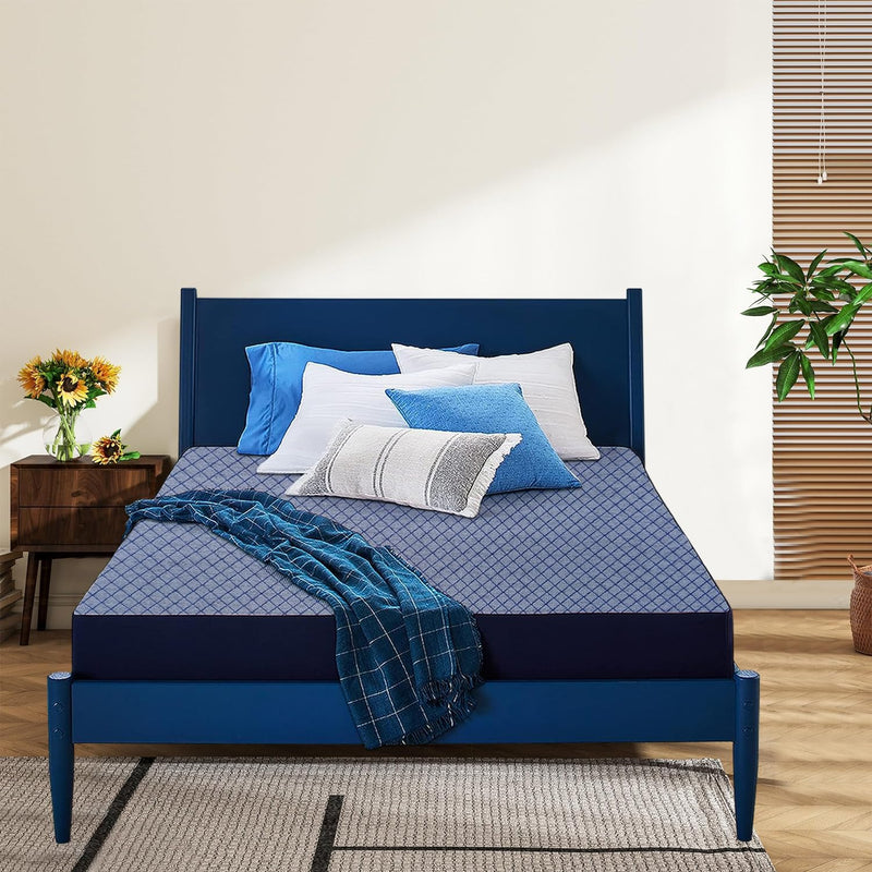 TRENDY VIBES | Double Size | Orthopedic Mattress Memory Foam Mattress, Mattress Single Bed | 8-Inch | Bed Mattress, Double Size Mattress (72x48x8 Inches, Medium Firm) - Navy Blue