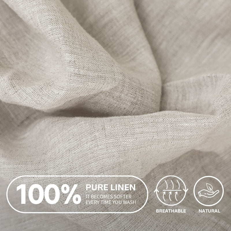 Simple&Opulence 100% Linen Fitted Sheet with 14 Inch Deep Pocket Stone Washed (Linen, King)