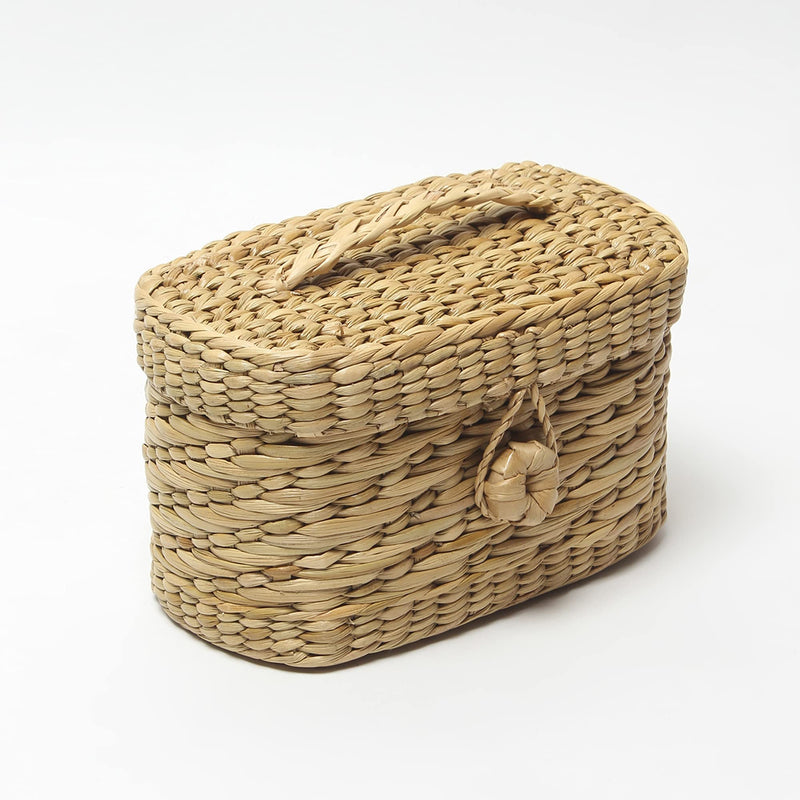 Habere India-All the Cultures Fabricating India Wicker Tissue Box | Basket with Lid | Storage Box with Lid | Seagrass Lid Box | Gift Hamper Box with Lid