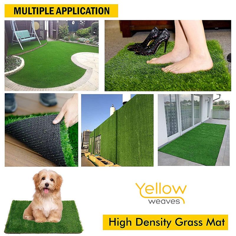 Yellow Weaves 35 mm High Density Artificial Grass Carpet Mat for Balcony, Lawn, Door (Natural Green, 4 X 10 Feet)