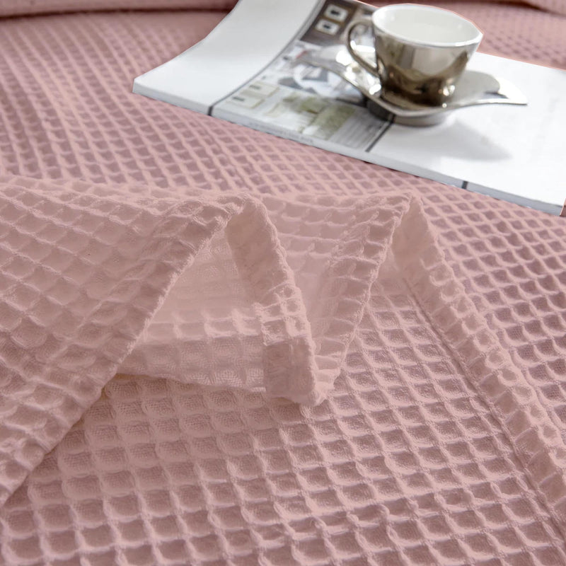 100% Tencel Waffle Weave Blanket Full Size - Lightweight Washed Soft Breathable Blanket for All Season - Perfect Blanket Layer for Couch Bed Sofa 108 x 90- Rose Pink Waffle Full (80" x 90") Blanket