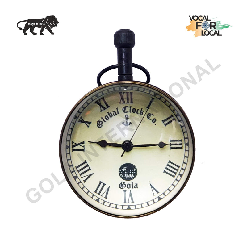 Gola International Brass Antique Look Analogue Table Globe Clock for Home and Office