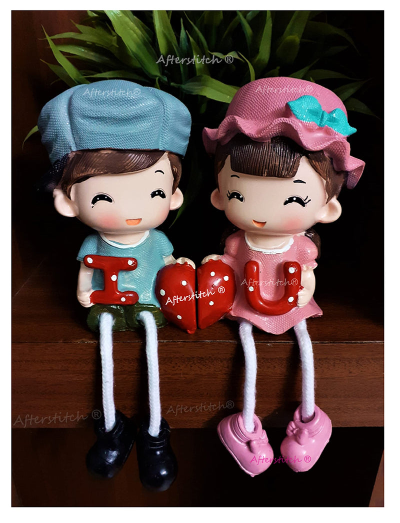 Decoration Homey Cute Couple Hanging Legs Resin Showpiece (Pair of 2, Multi, Large)