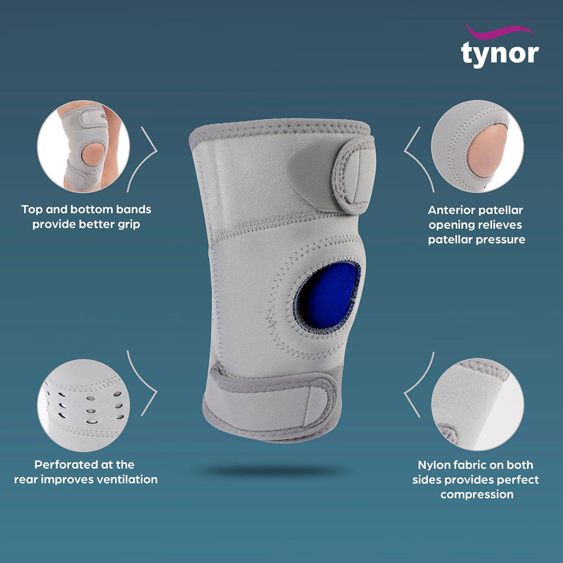 TYNOR Neoprene Knee Support Sportif (Neo), Grey, XXL, 1 Unit