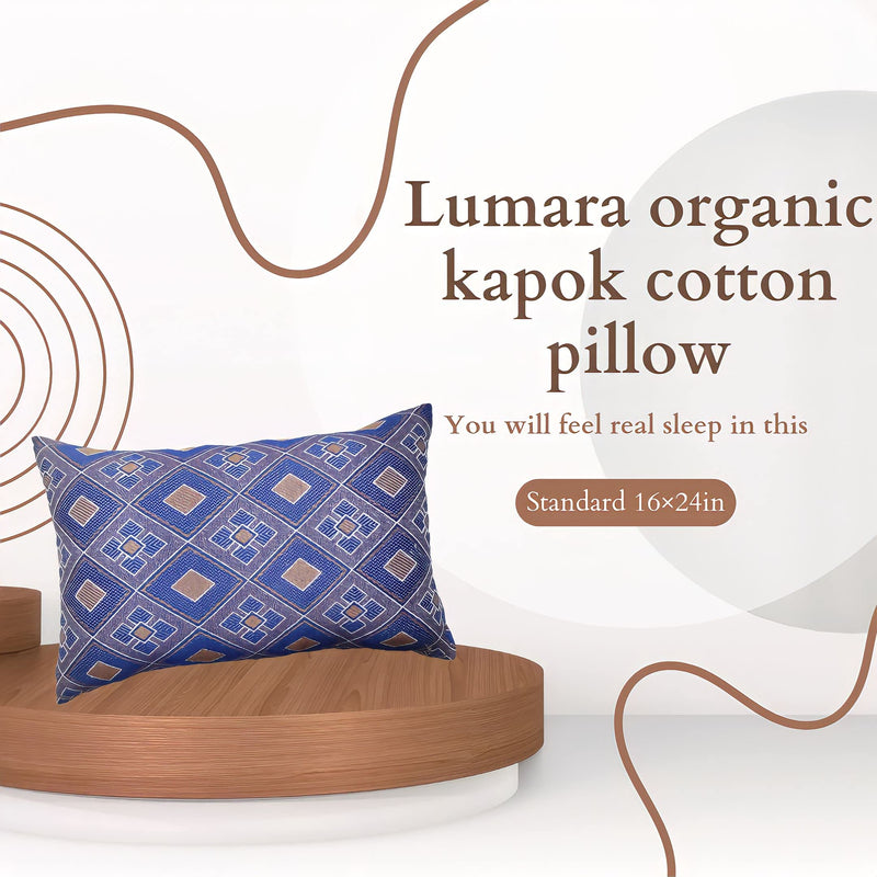 LUMARA Pure Semal Cotton Pillows - Sleeping Pillows Filled with Silk Cotton Set of 2