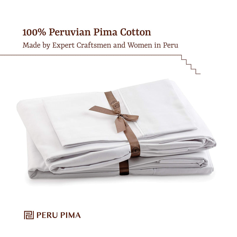 Peru Pima - 600 Thread Count - 100% Peruvian Pima Cotton - Sateen - Bed Sheet Set - Full, White by Peru Pima