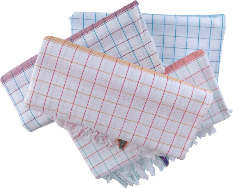 Fancyadda Handloom Cotton Bath Towels (Pack of 4, Extra Large Size, 3 feet x 6 feet, Premium Quality, Checks Pattern)