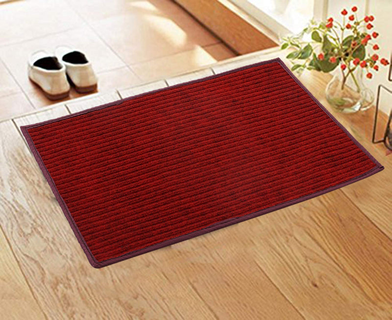 Kuber Industries Rectangular Door Mat|Circle Print Design & Soft Microfiber|Anti Slip & Water Absorbant|Size 56 X 37 Cm, Pack Of 3 (Red, Maroon & Green)