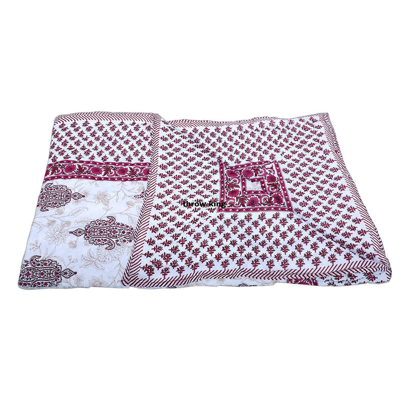 THROW KING Rajasthani Hand Made Pure Cotton Skin Friendly & Breathable Soft Single Bed Jaipuri Razai,Rajai,Quilt,Blanket,Dohar (Size-90X60) (Pack of 2)