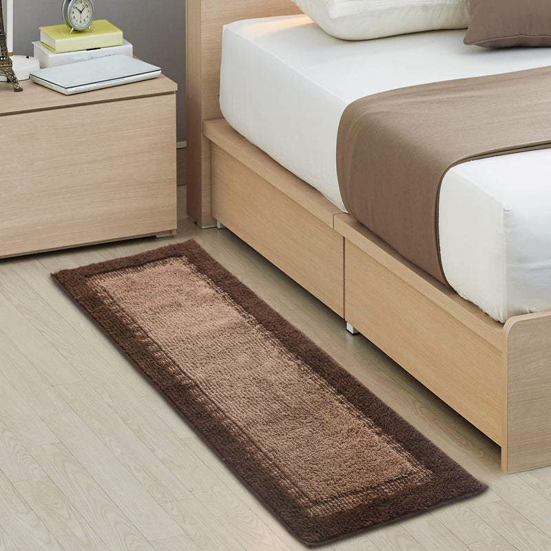 SARAL HOME EASY LIVING Microfiber Elyesse Runner 40X110 Cm. Antiskid & Washable By Saral Home(Brown)