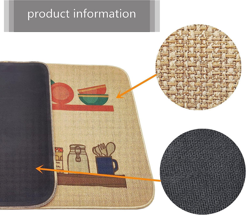 Glaceon Anti Fatigue Kitchen Rug Sets 2 Piece Non Slip Kitchen Mats for Floor Cushioned Kitchen Rugs and Mats Waterproof Comfort Standing Mat Runner for Kitchen,Home Office,Sink,Laundry (Heart MAT)