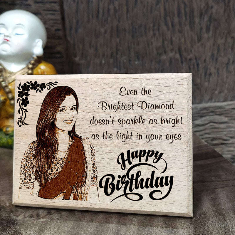 Incredible Craft Gifts Personalized Wooden Happy Birthday Frame for girlfriend Rectangular, Wall Mount